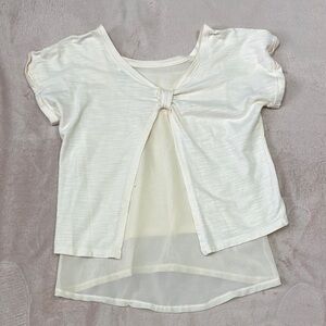 Cream Asymmetrical Tie back Blouse